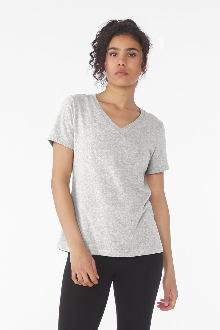 BELLA+CANVAS® Women's Relaxed Heather CVC V-Neck Tee BC6405CVC