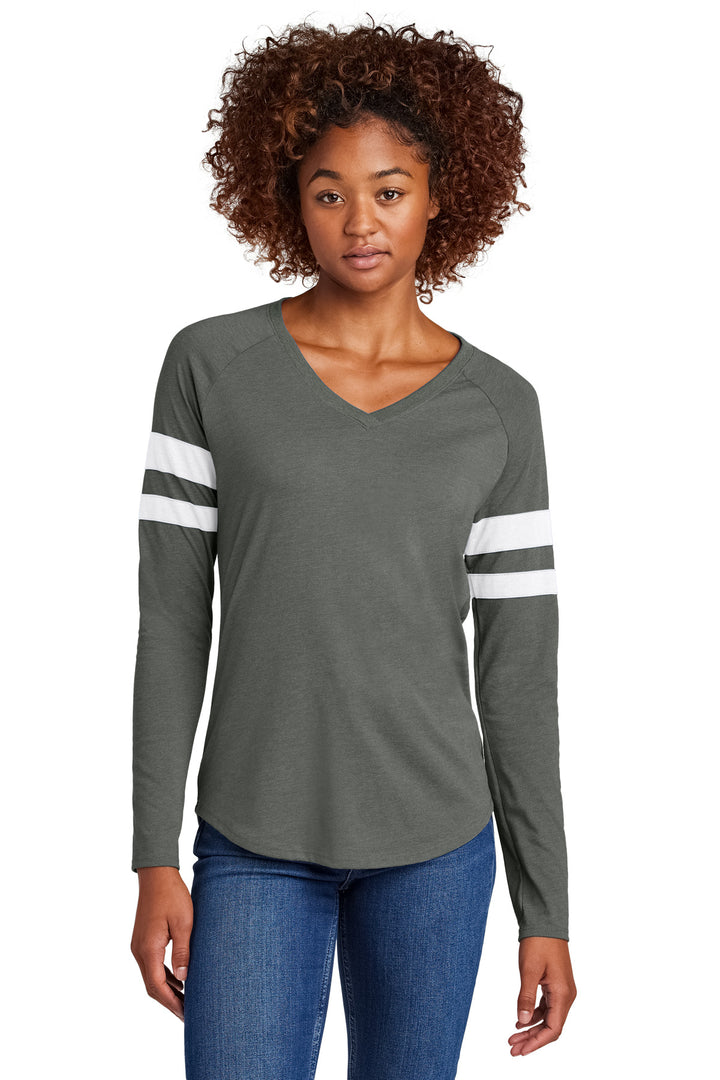Sport-Tek® Women's Halftime Stripe Long Sleeve V-Neck Tee LST6043