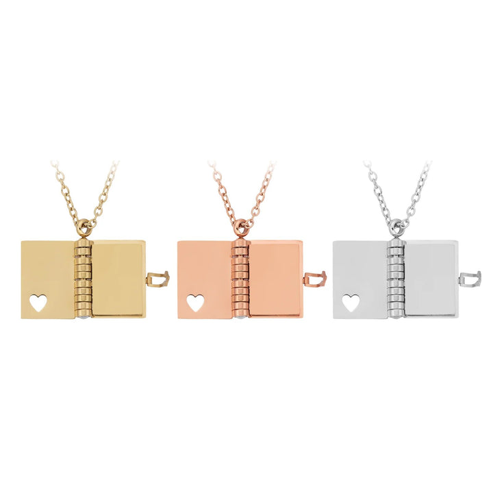 Stainless Steel Book Locket Necklace