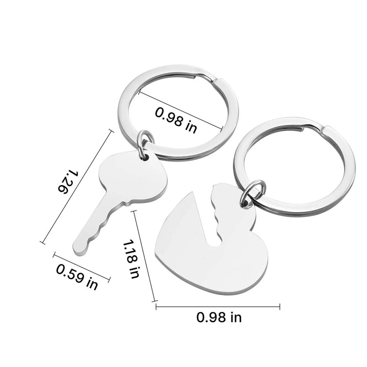 Stainless Steel Heart and Key Keychain