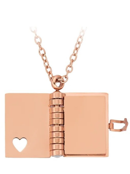 Stainless Steel Book Locket Necklace