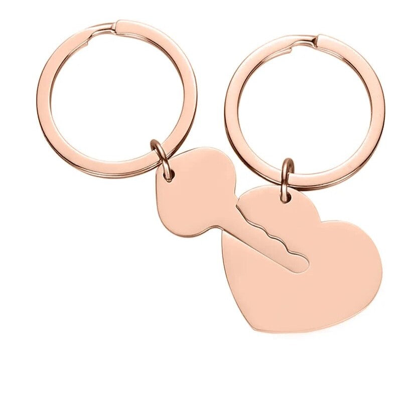 Stainless Steel Heart and Key Keychain