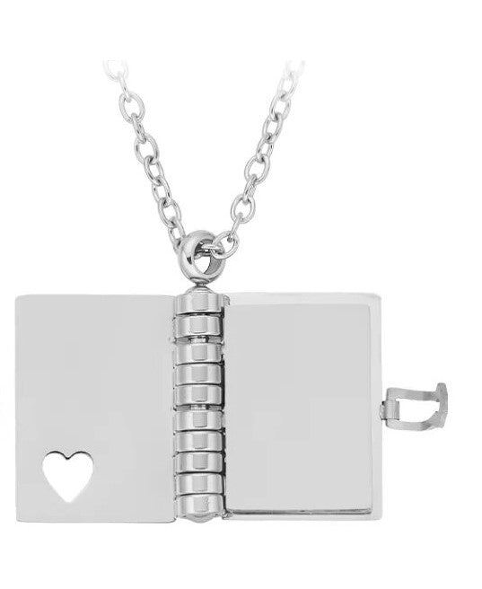 Stainless Steel Book Locket Necklace