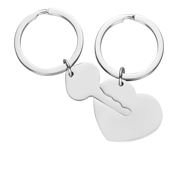 Stainless Steel Heart and Key Keychain