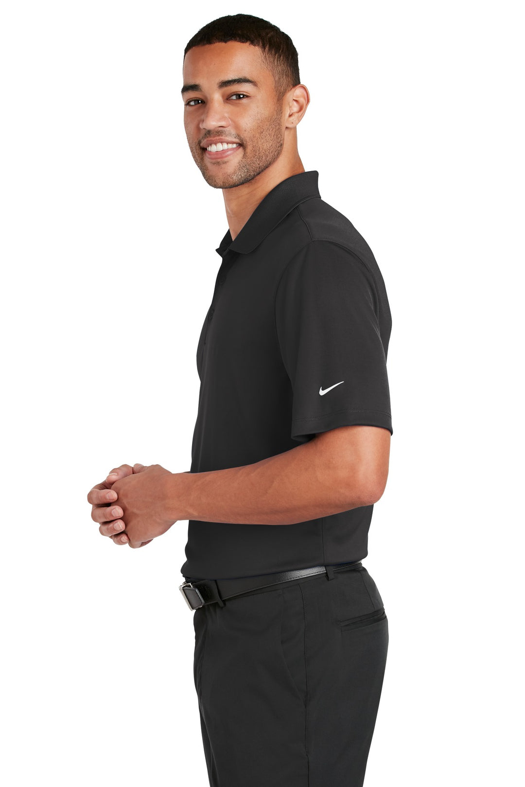 Anthracite Nike Dri-FIT Classic Fit Players Polo with Flat Knit Collar. 838956