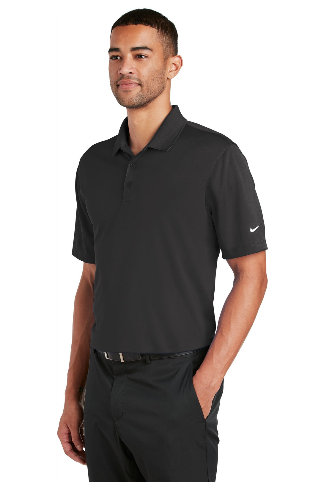 Anthracite Nike Dri-FIT Classic Fit Players Polo with Flat Knit Collar. 838956