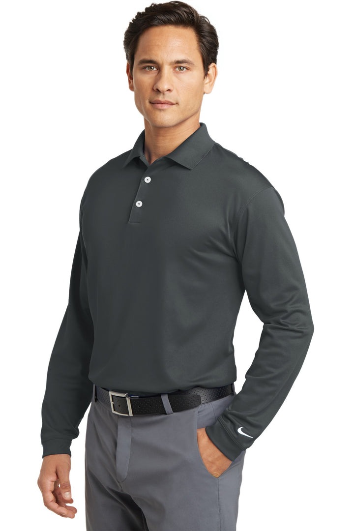 Anthracite Nike Tall Long Sleeve Dri-FIT Stretch Tech Polo. 604940