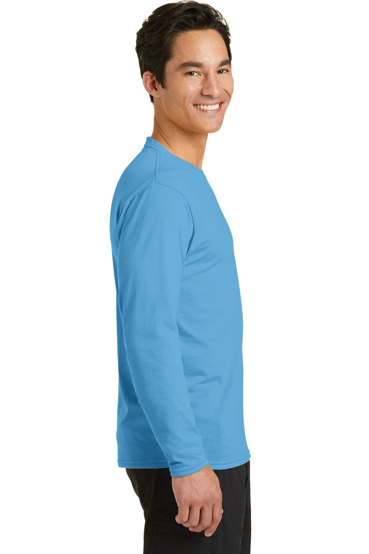 Aquatic Blue Port & Company Long Sleeve Performance Blend Tee. PC381LS