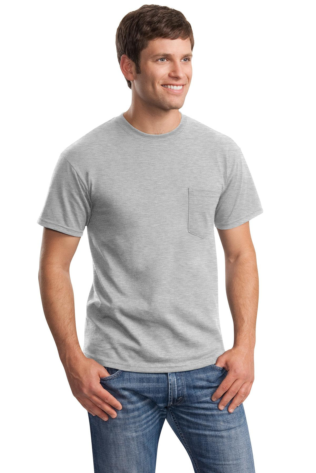 Ash Gildan - Ultra Cotton 100% US Cotton T-Shirt with Pocket. 2300