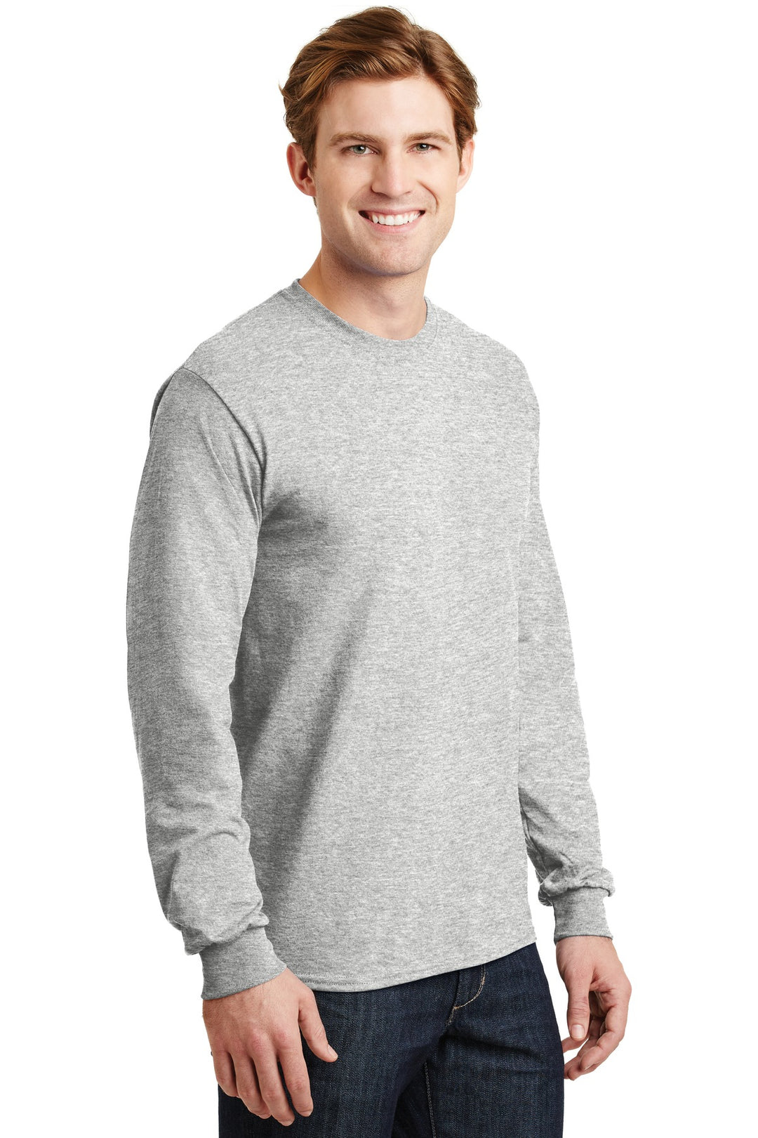 Ash Grey Gildan - DryBlend 50 Cotton/50 Poly Long Sleeve T-Shirt. 8400