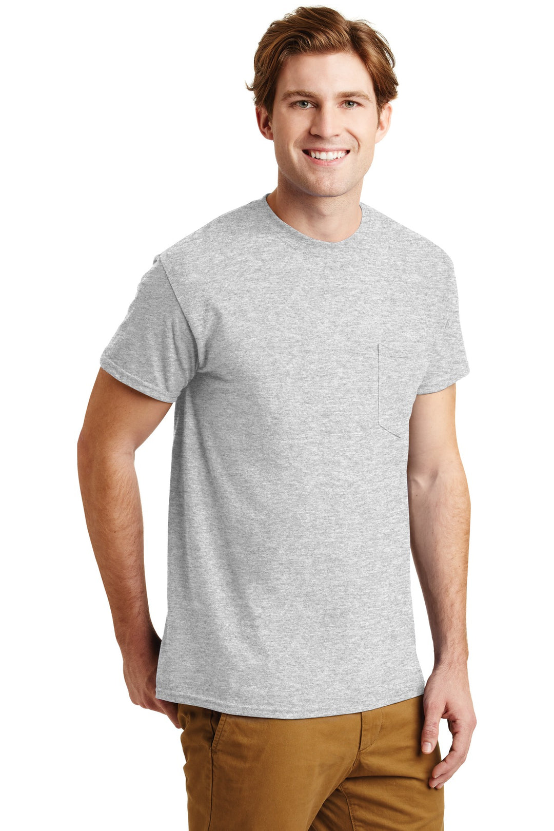 Ash Grey Gildan - DryBlend 50 Cotton/50 Poly Pocket T-Shirt. 8300