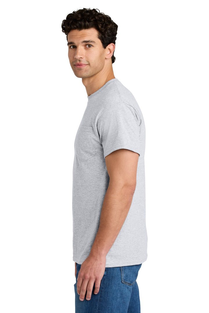 Ash Grey Gildan - DryBlend 50 Cotton/50 Poly Pocket T-Shirt. 8300