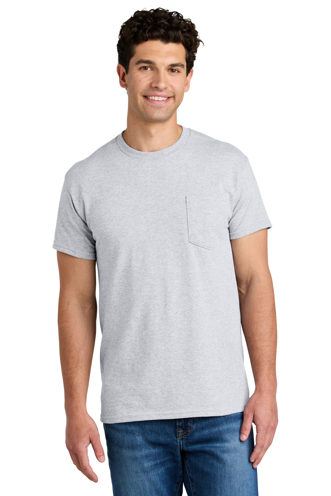 Ash Grey Gildan - DryBlend 50 Cotton/50 Poly Pocket T-Shirt. 8300