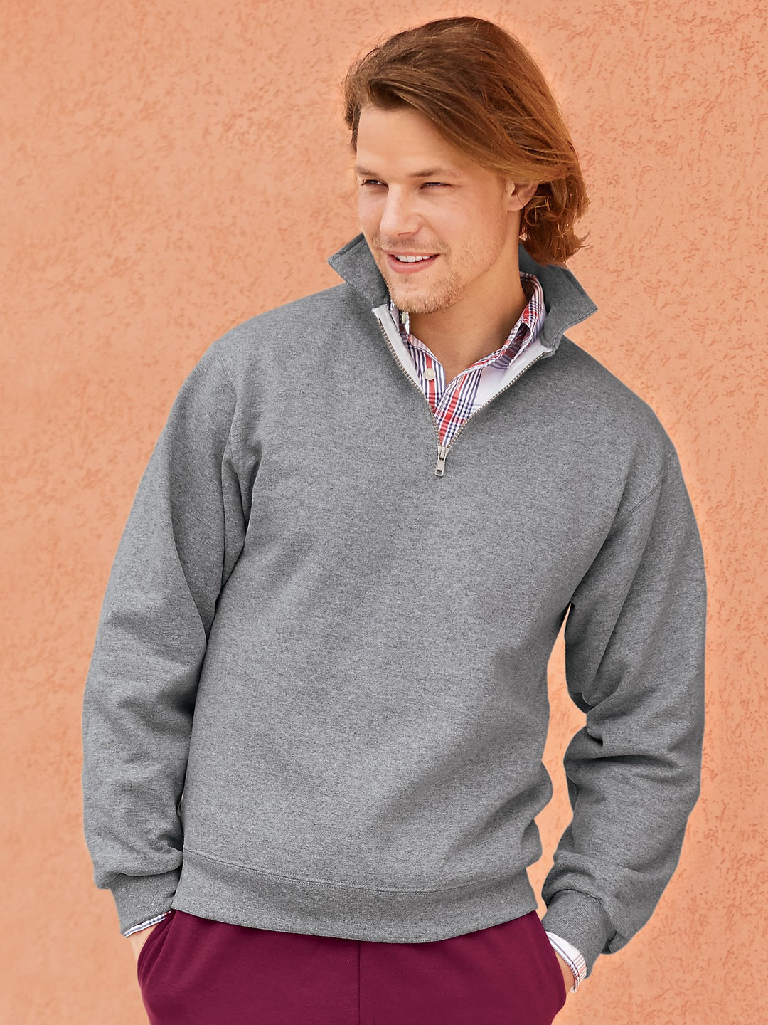 Ash Jerzees Super Sweats NuBlend - 1/4-Zip Sweatshirt with Cadet Collar. 4528M
