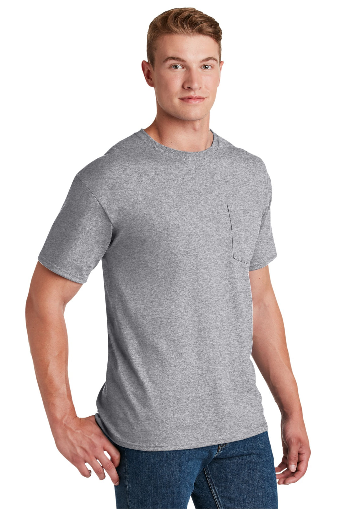 AthlHthr Jerzees - Dri-Power 50/50 Cotton/Poly Pocket T-Shirt. 29MP