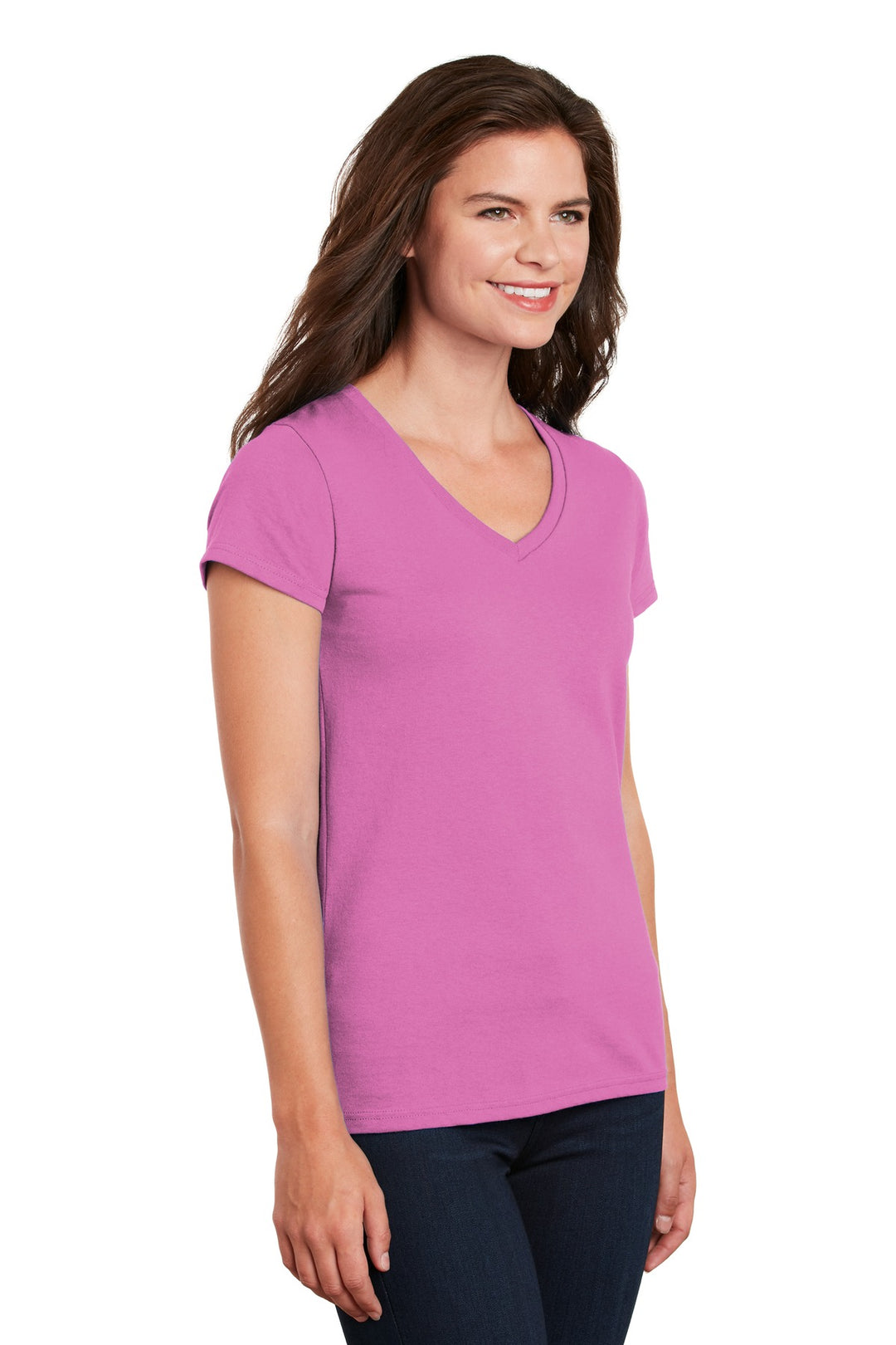 Azalea Gildan Women's Heavy Cotton 100% Cotton V-Neck T-Shirt. 5V00L