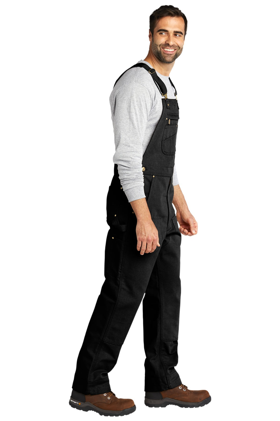 Black Carhartt Duck Unlined Bib Overalls. CT102776