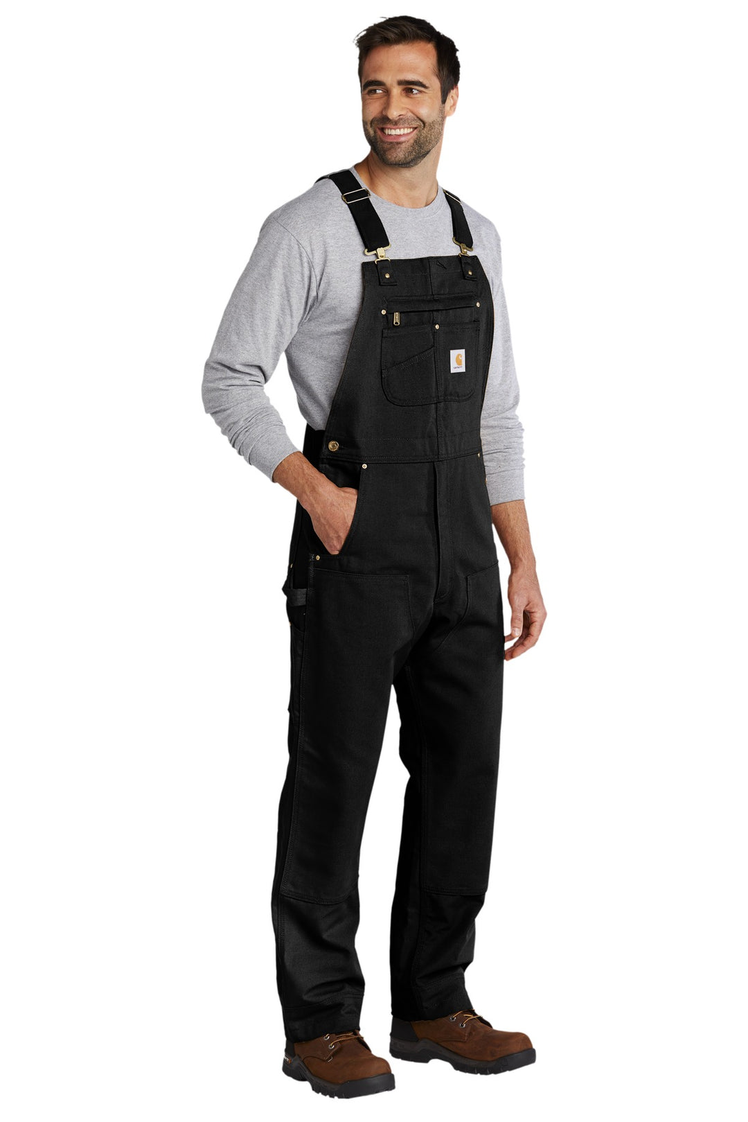 Black Carhartt Duck Unlined Bib Overalls. CT102776