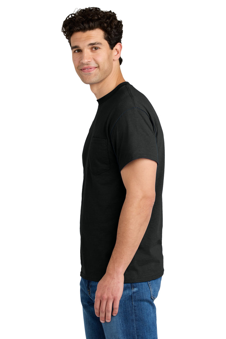 Black Gildan - DryBlend 50 Cotton/50 Poly Pocket T-Shirt. 8300