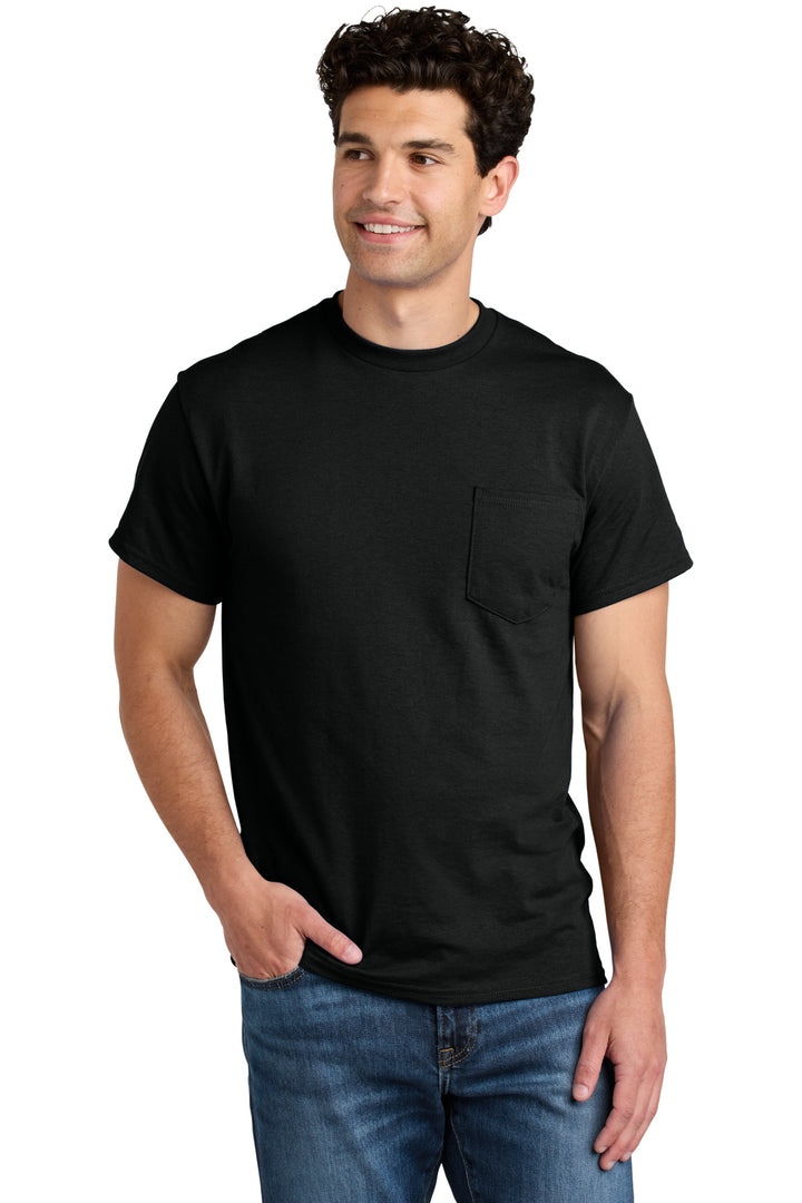Black Gildan - DryBlend 50 Cotton/50 Poly Pocket T-Shirt. 8300
