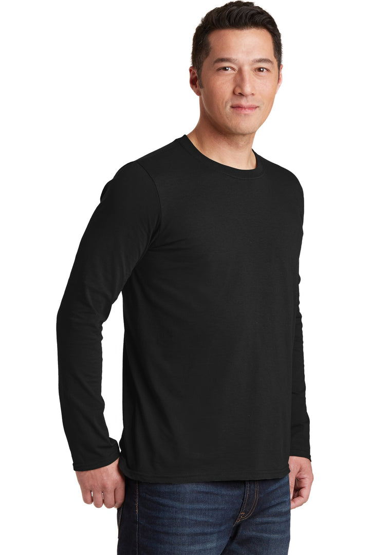 Black Gildan Softstyle Long Sleeve T-Shirt. 64400