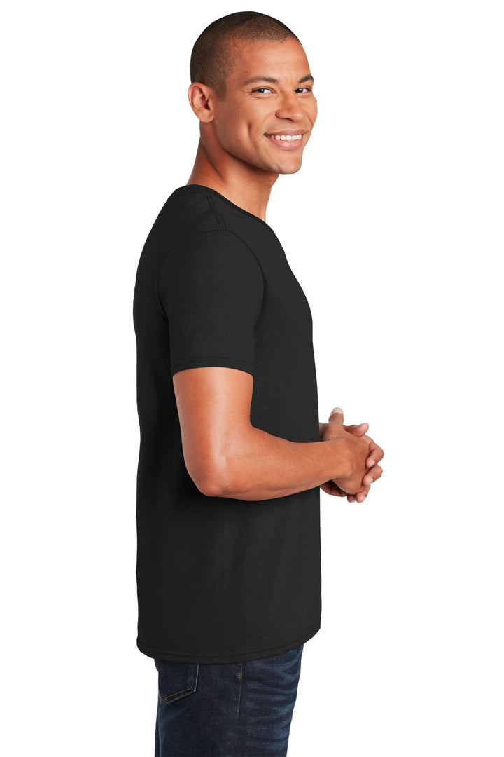 Black Gildan Softstyle V-Neck T-Shirt. 64V00