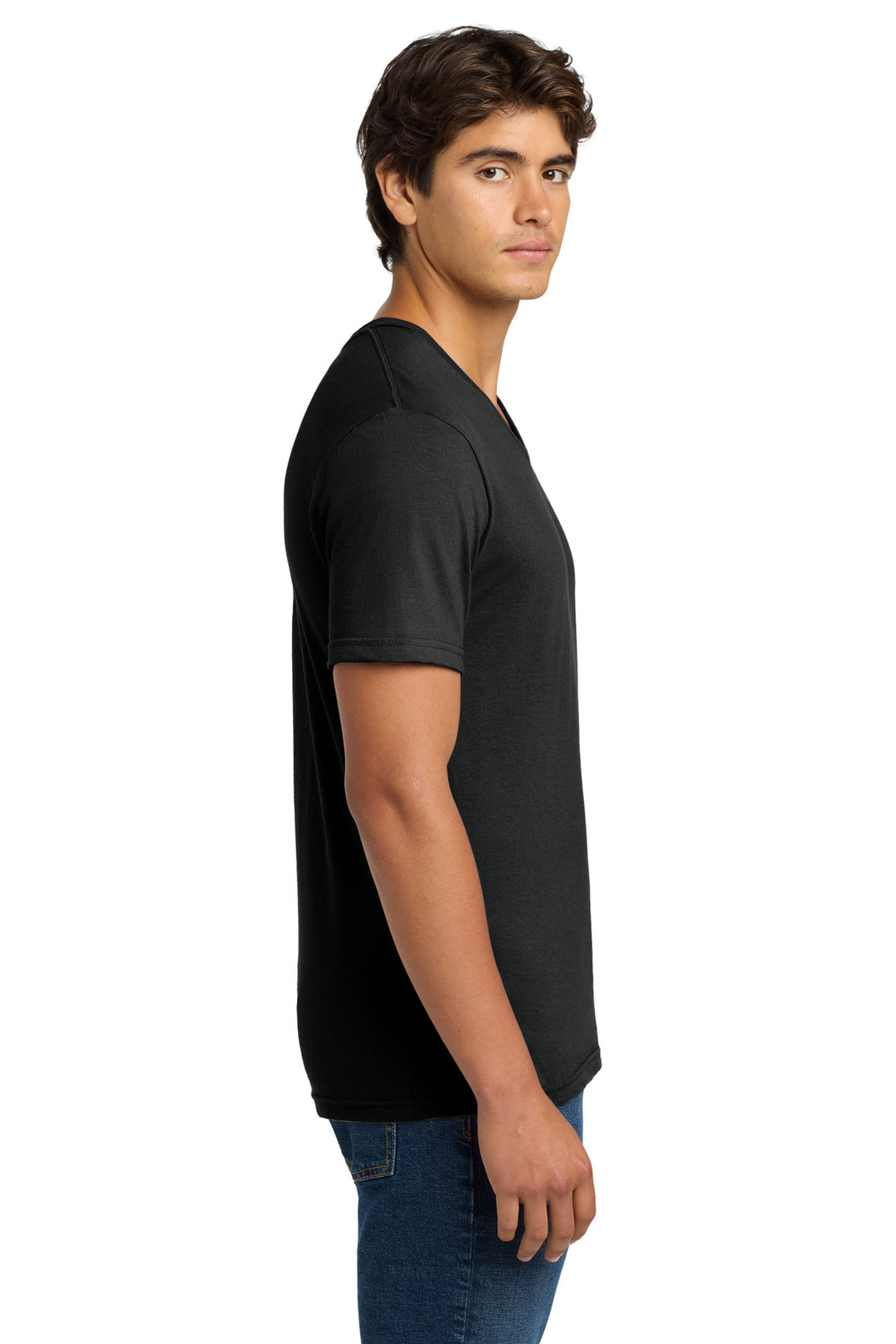 Black Gildan Softstyle V-Neck T-Shirt. 64V00