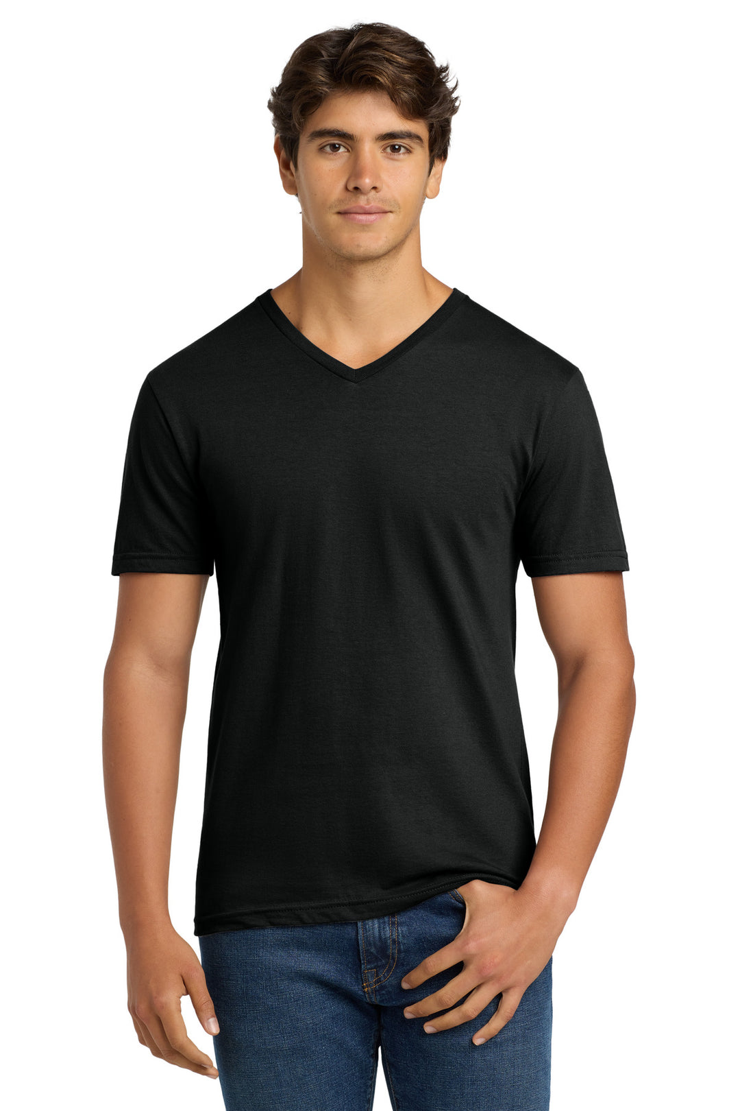 Black Gildan Softstyle V-Neck T-Shirt. 64V00