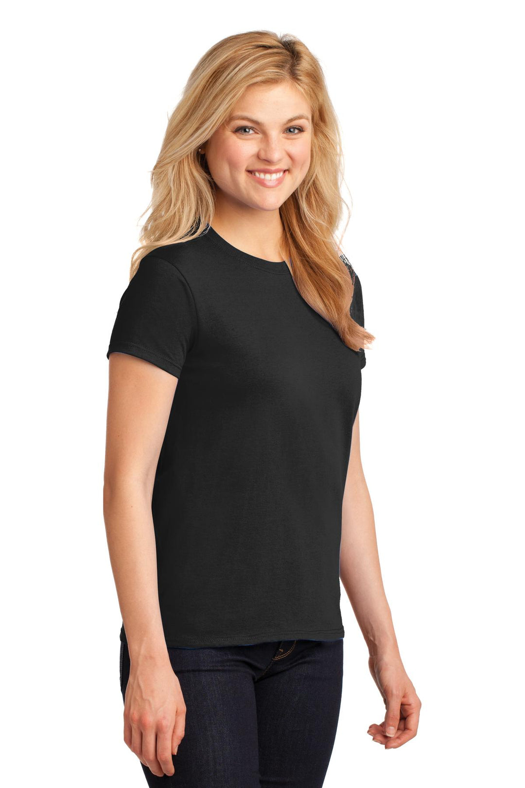 Black Gildan Women's Heavy Cotton 100% Cotton T-Shirt. 5000L