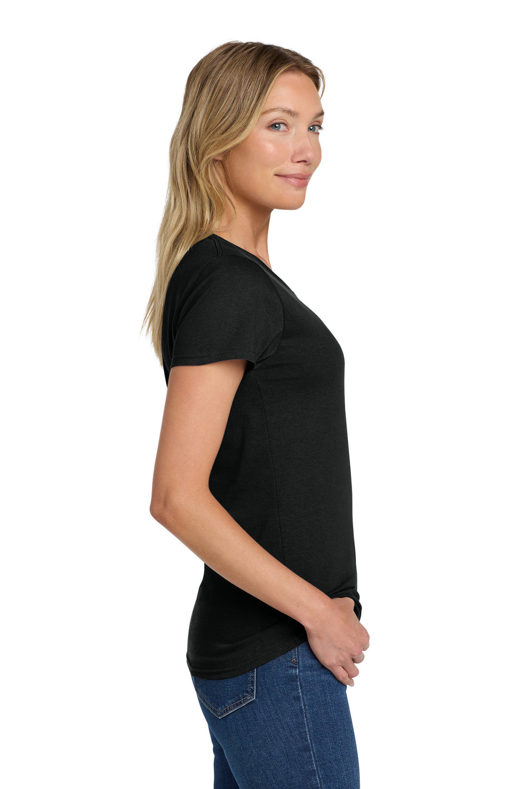 Black Gildan Women's Heavy Cotton 100% Cotton T-Shirt. 5000L