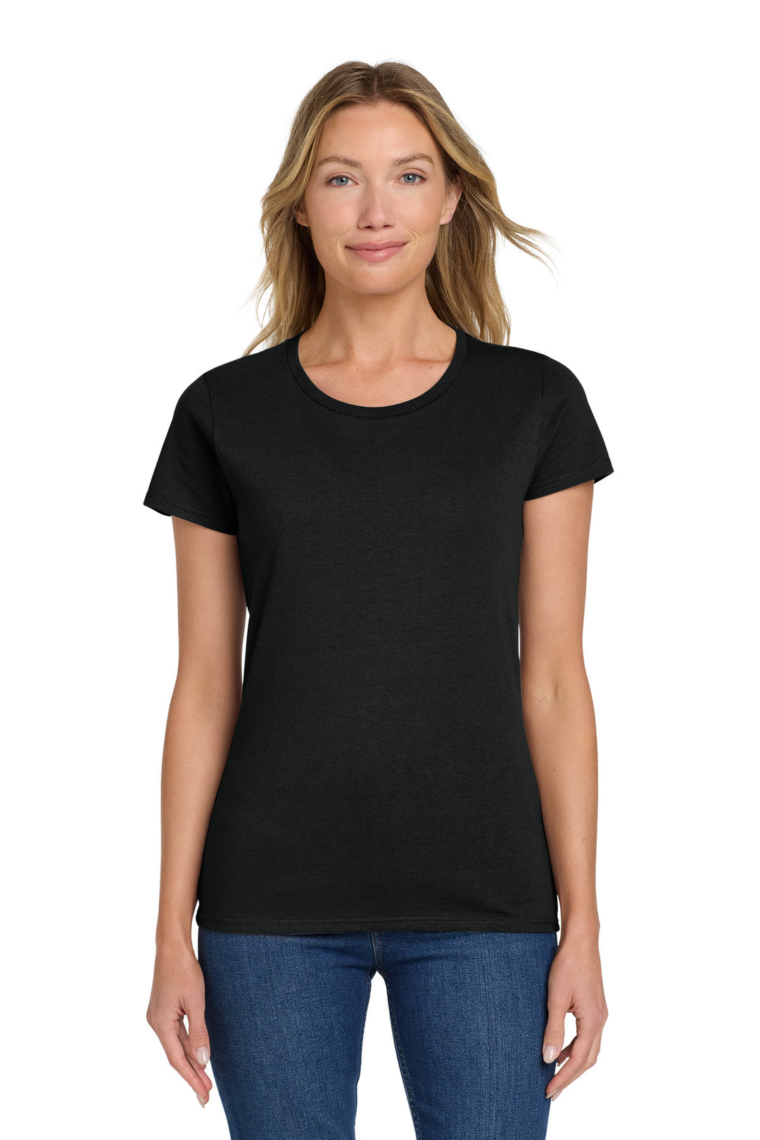 Black Gildan Women's Heavy Cotton 100% Cotton T-Shirt. 5000L