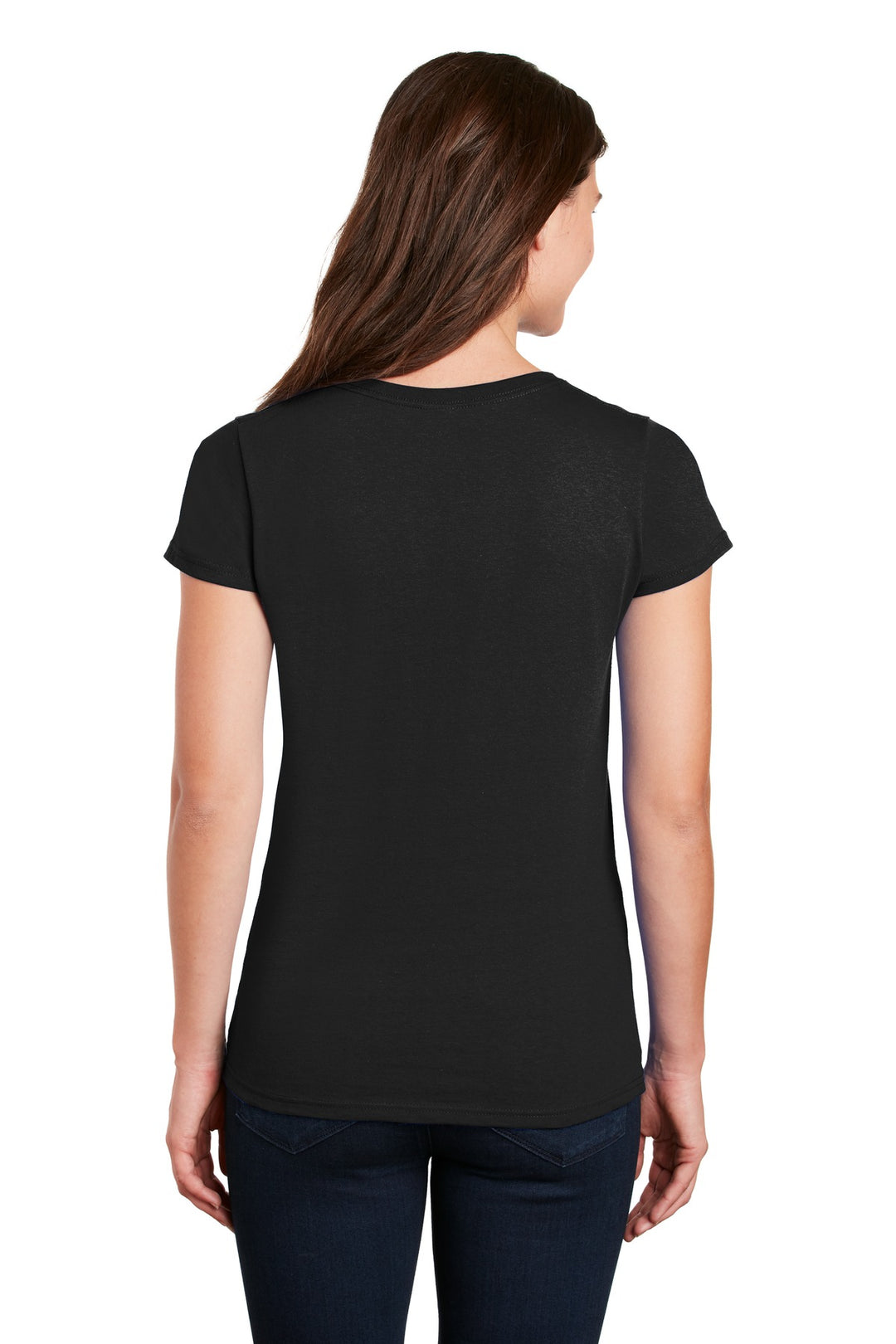 Black Gildan Women's Heavy Cotton 100% Cotton V-Neck T-Shirt. 5V00L