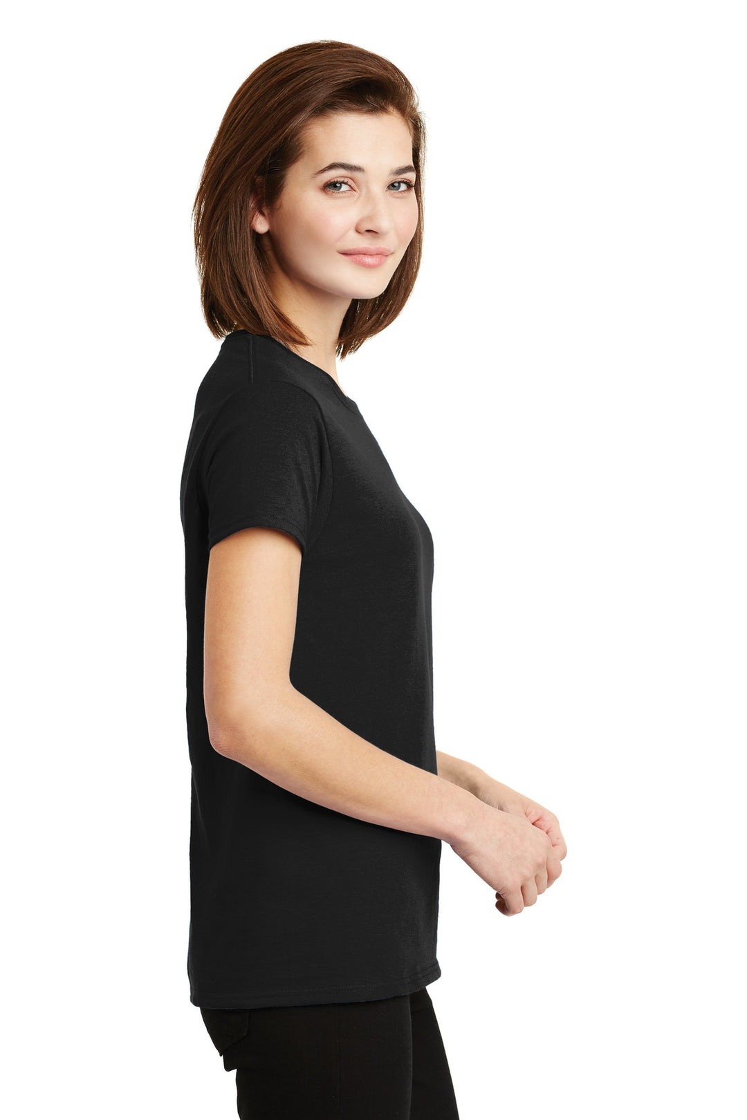 Black Gildan Women's Ultra Cotton 100% US Cotton T-Shirt. 2000L