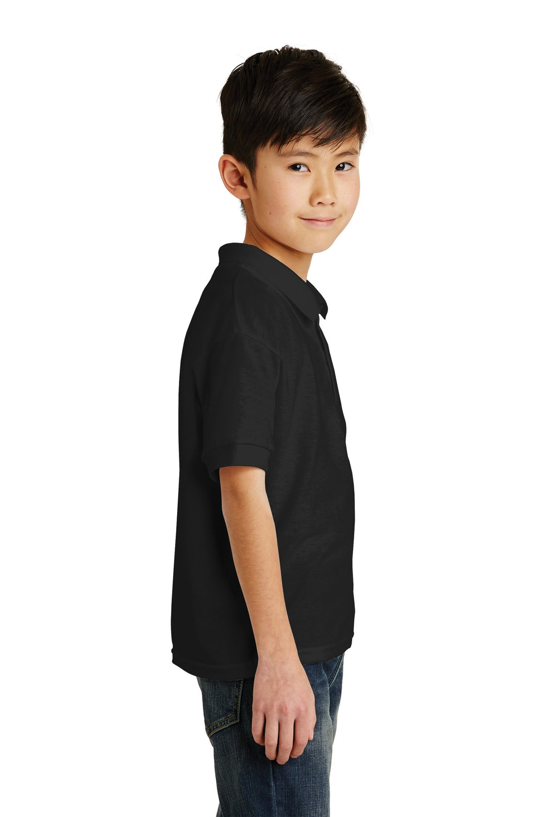 Black Gildan Youth DryBlend 6-Ounce Jersey Knit Sport Shirt. 8800B
