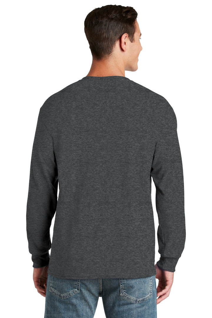 Black Heather Jerzees - Dri-Power 50/50 Cotton/Poly Long Sleeve T-Shirt. 29LS