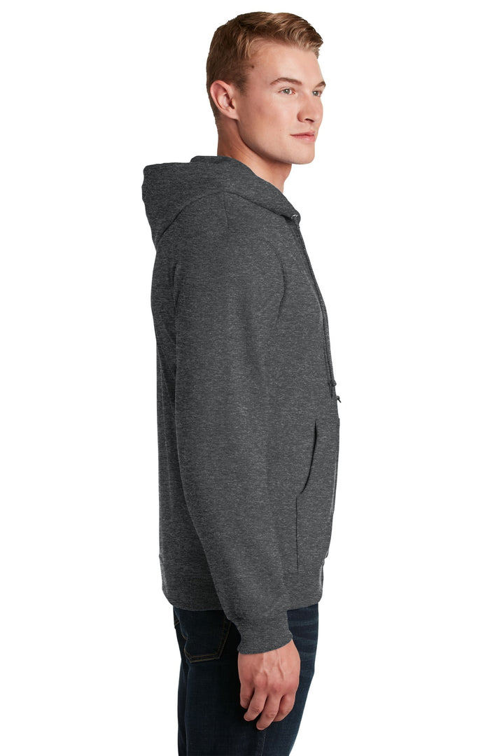 Black Heather Jerzees - NuBlend Full-Zip Hooded Sweatshirt. 993M