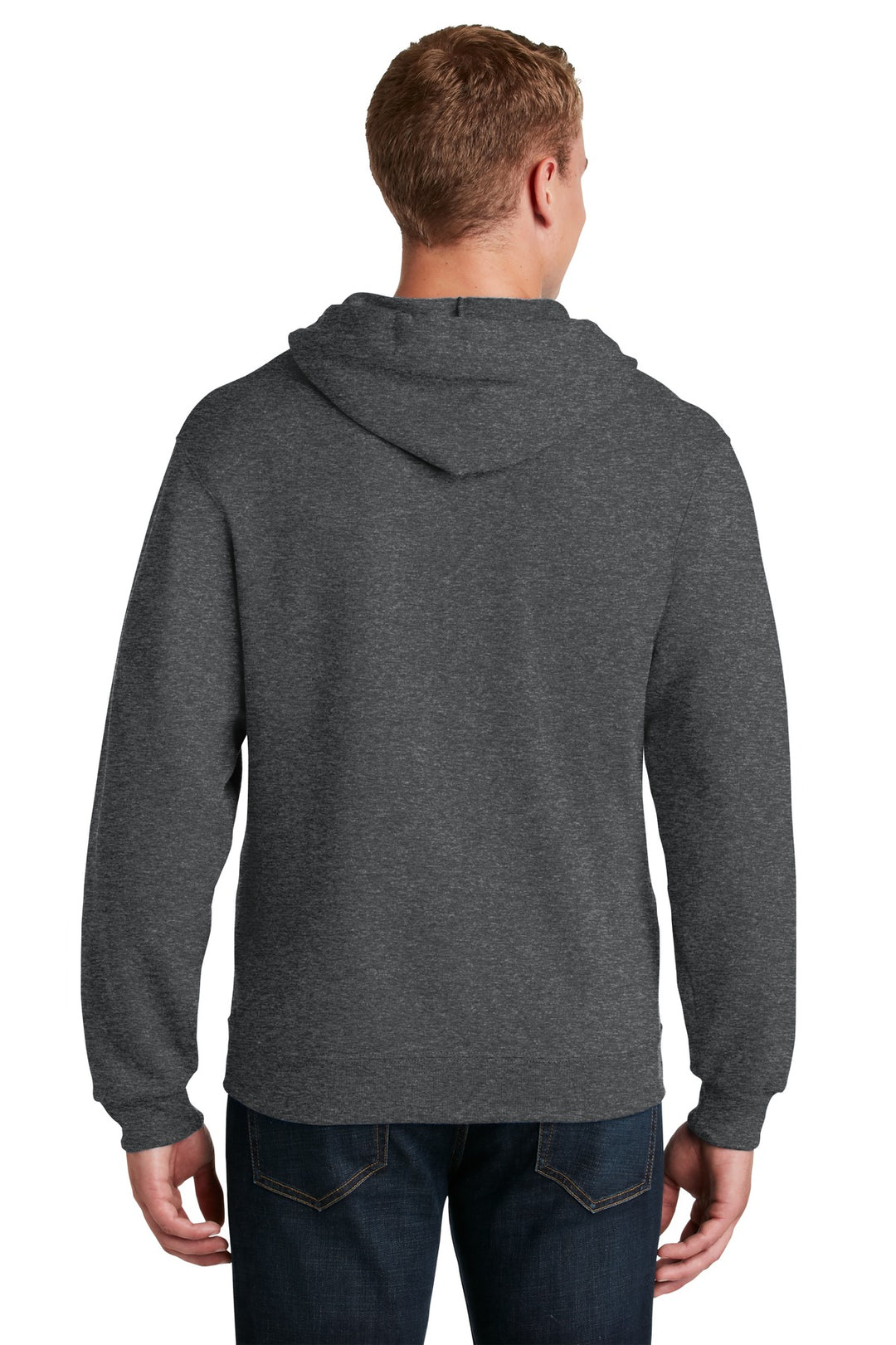 Black Heather Jerzees - NuBlend Full-Zip Hooded Sweatshirt. 993M