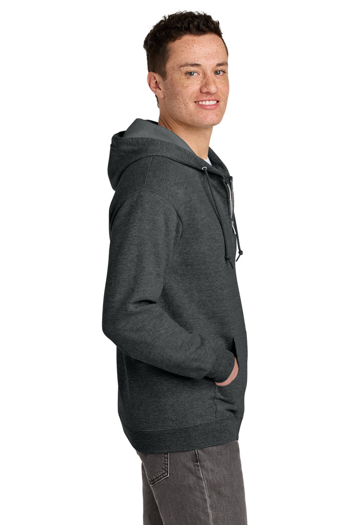 Black Heather Jerzees - NuBlend Full-Zip Hooded Sweatshirt. 993M
