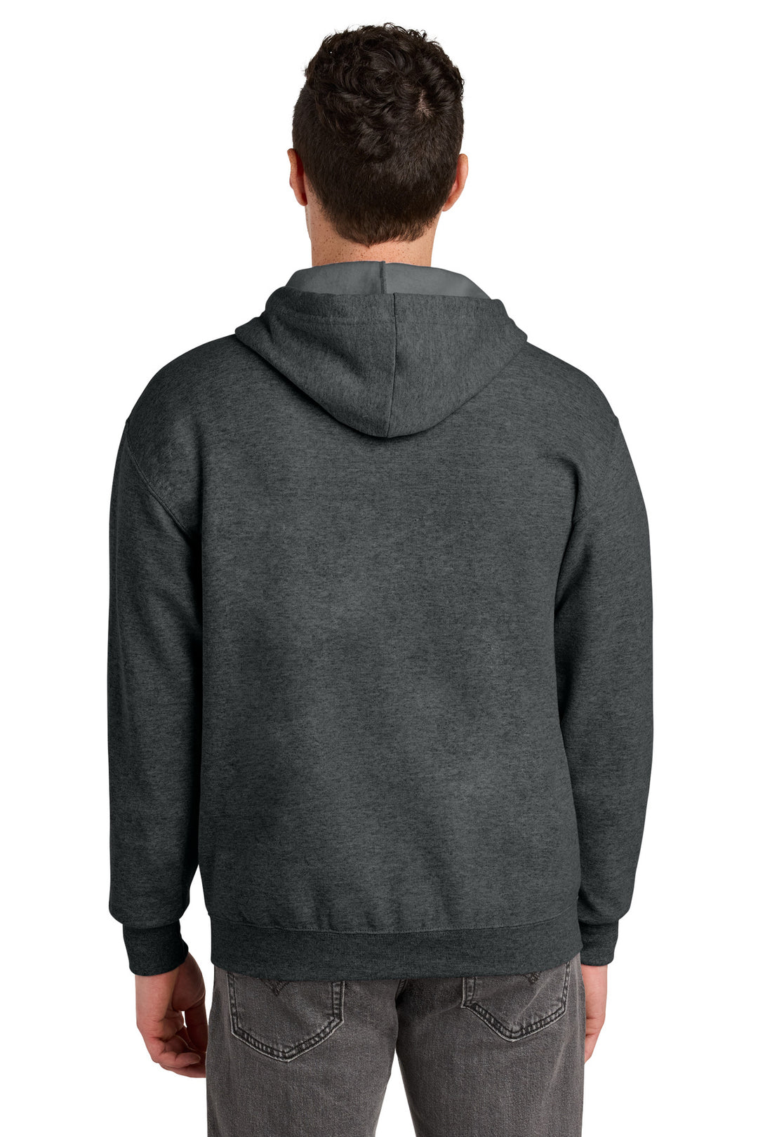 Black Heather Jerzees - NuBlend Full-Zip Hooded Sweatshirt. 993M