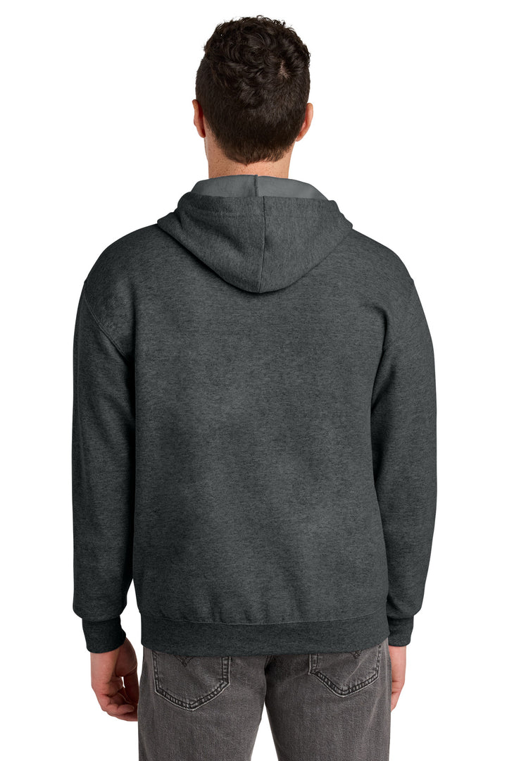 Black Heather Jerzees - NuBlend Full-Zip Hooded Sweatshirt. 993M