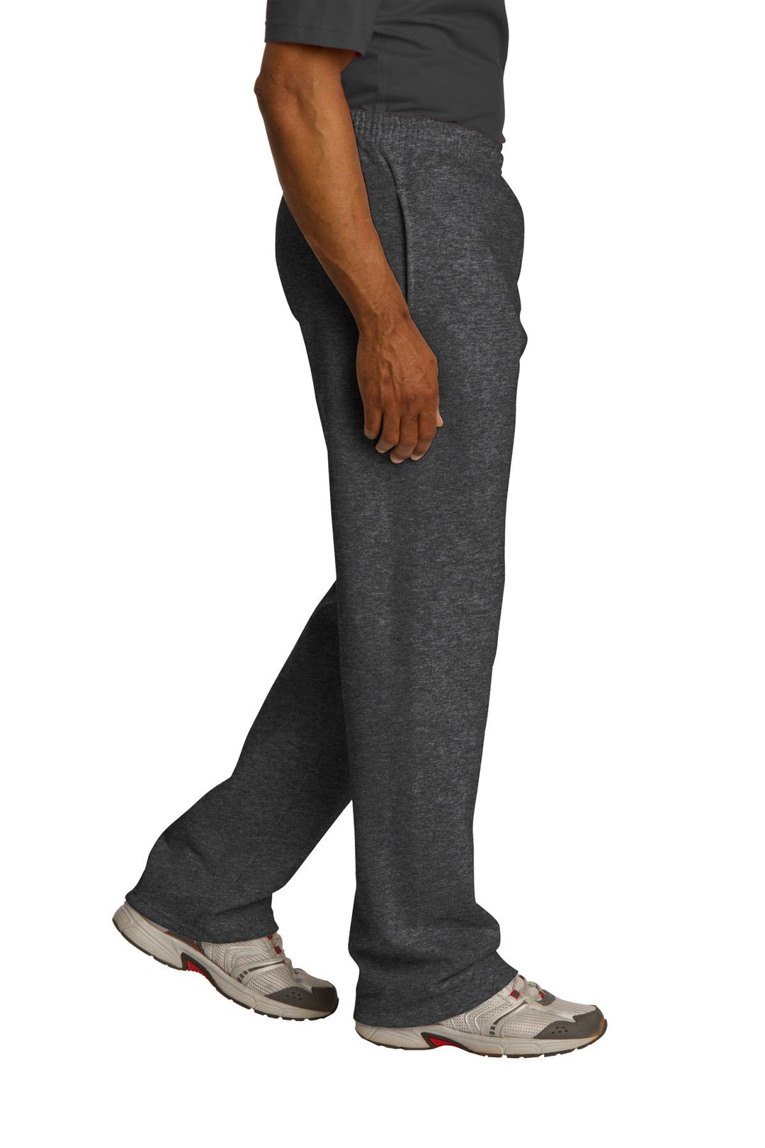 Black Heather Jerzees NuBlend Open Bottom Pant with Pockets. 974MP
