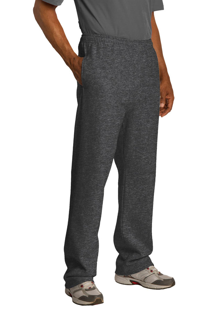 Black Heather Jerzees NuBlend Open Bottom Pant with Pockets. 974MP