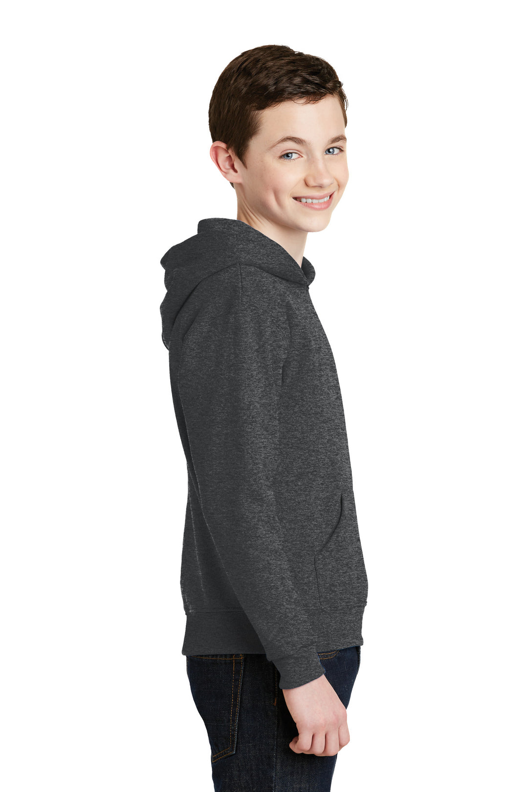 Black Heather Jerzees - Youth NuBlend Pullover Hooded Sweatshirt. 996Y