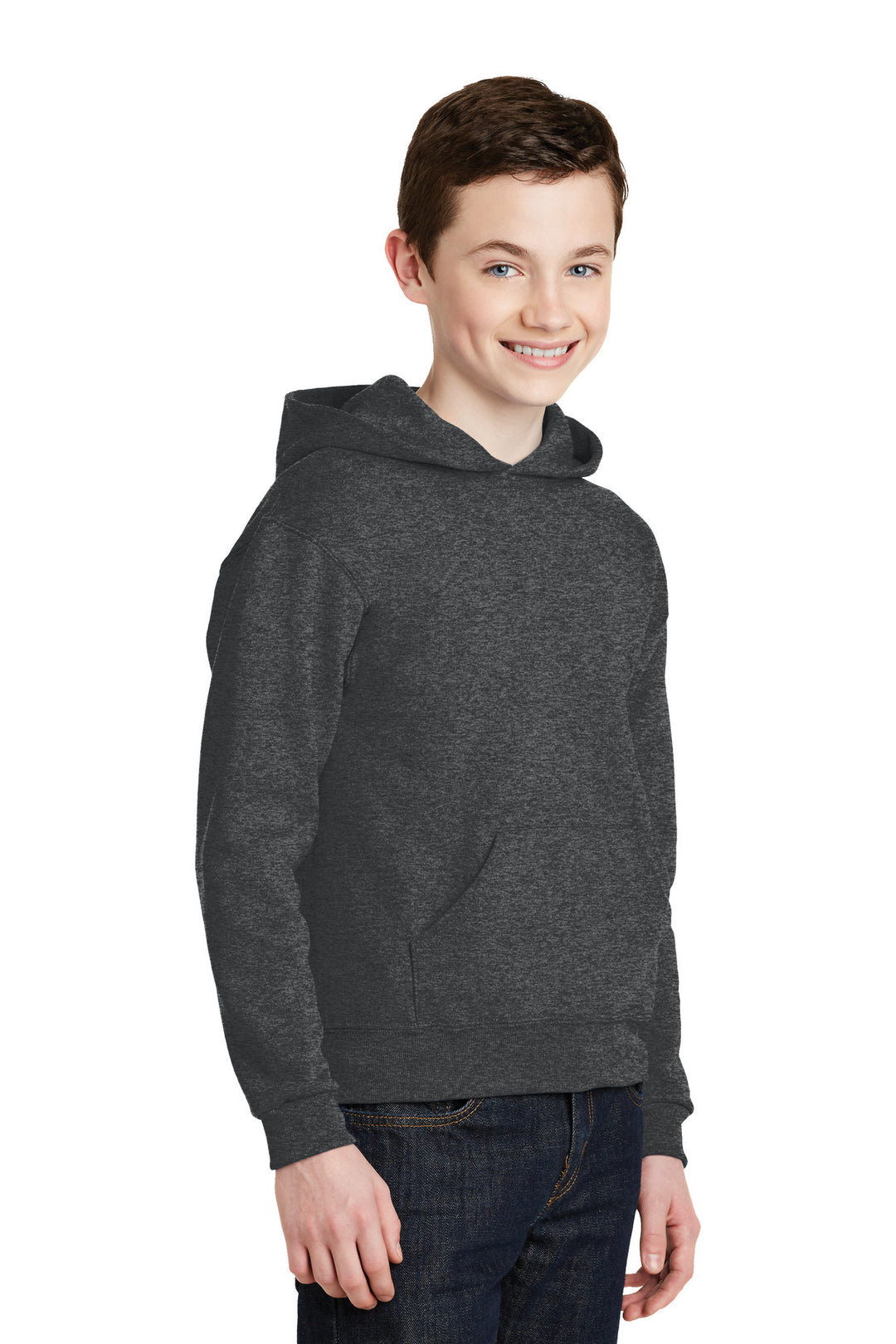 Black Heather Jerzees - Youth NuBlend Pullover Hooded Sweatshirt. 996Y