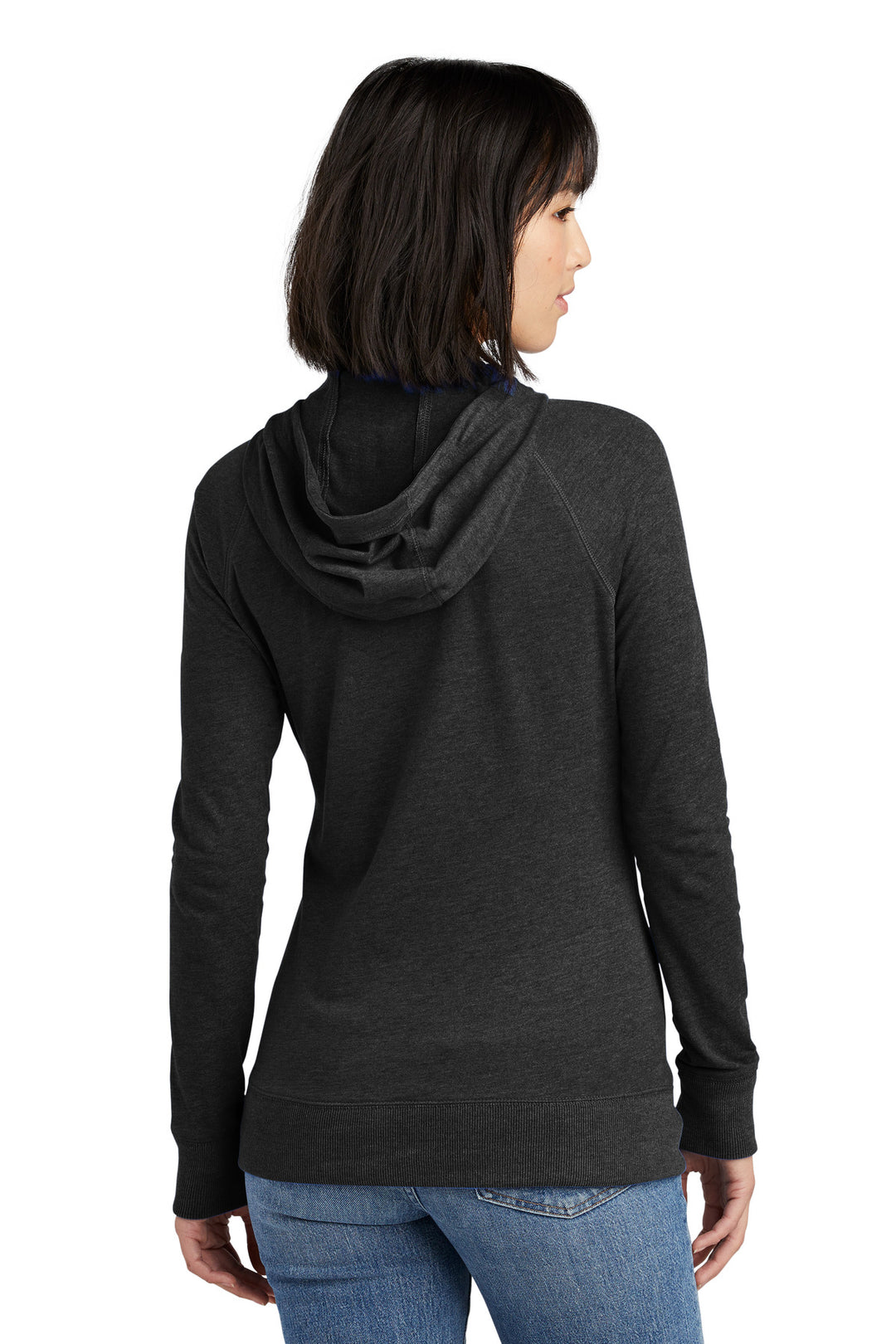 Black Heather New Era Women's Sueded Cotton Blend Full-Zip Hoodie. LNEA122