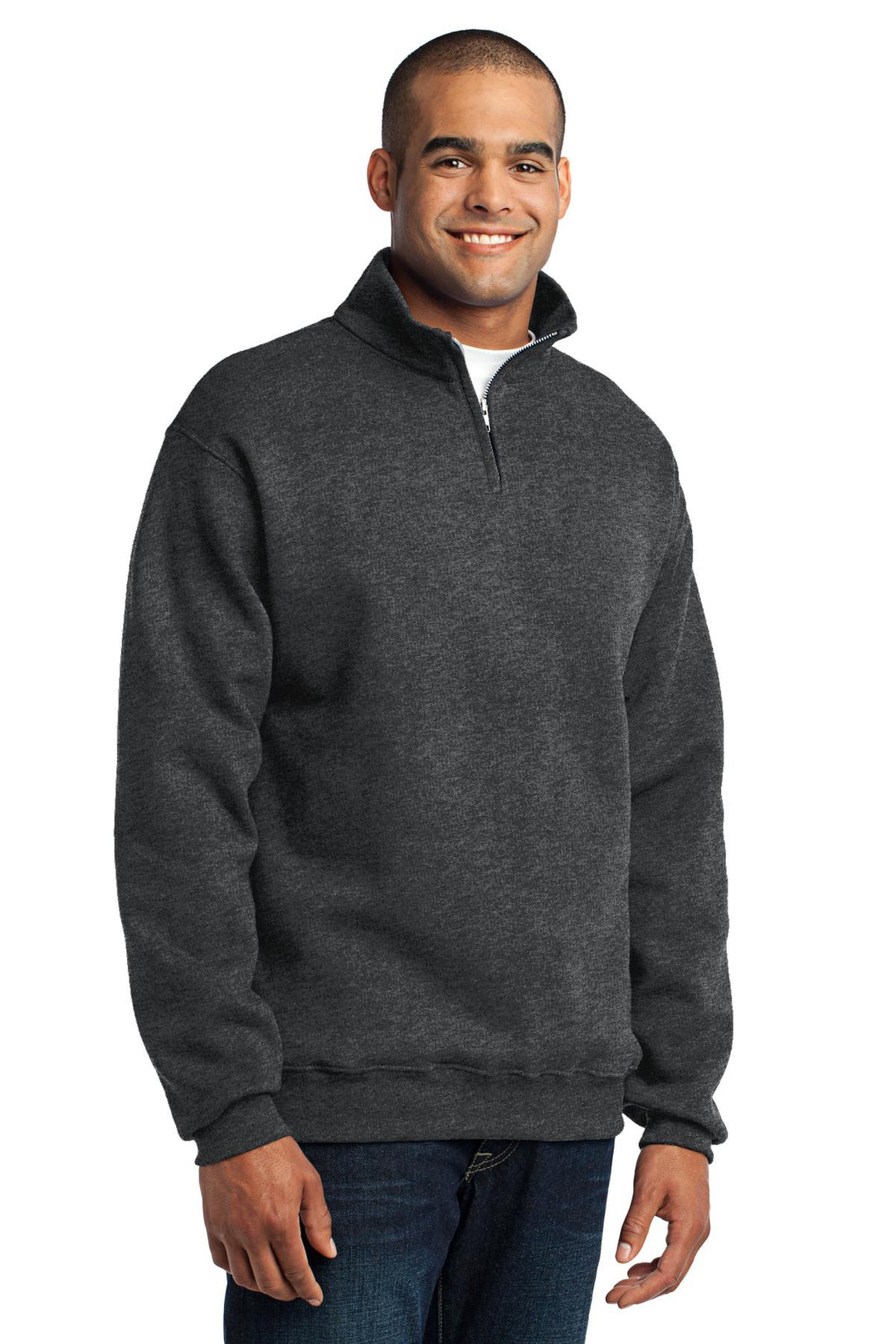 Black Hthr Jerzees - NuBlend 1/4-Zip Cadet Collar Sweatshirt. 995M