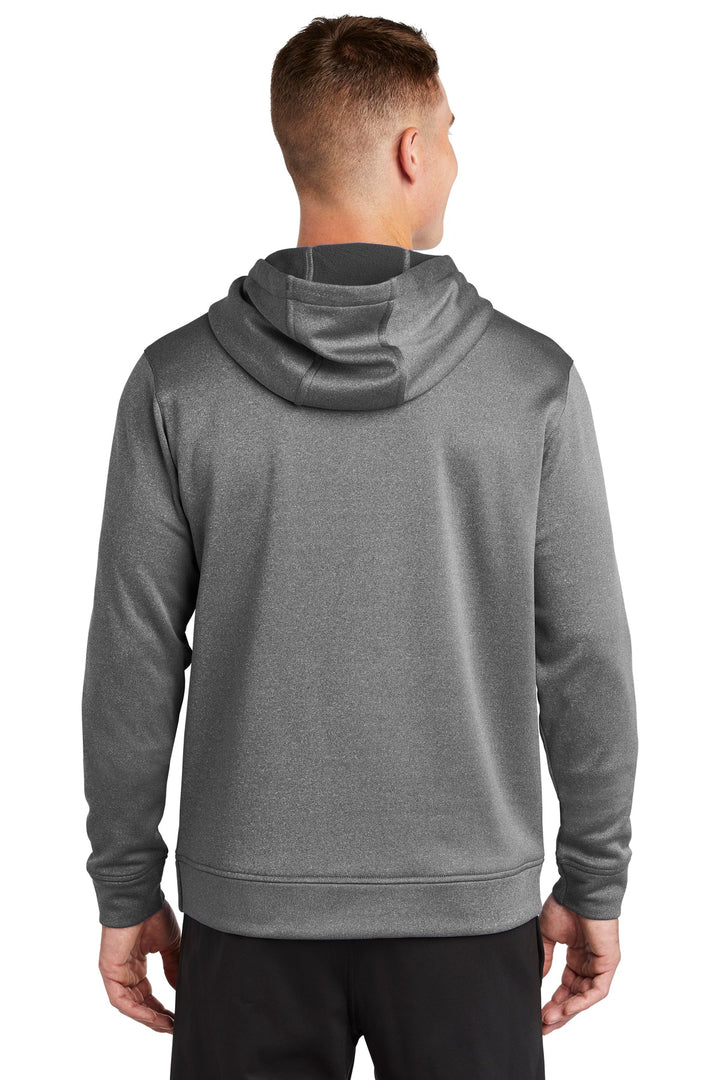 Black Hthr Sport-Tek PosiCharge Sport-Wick Heather Fleece Hooded Pullover. ST264