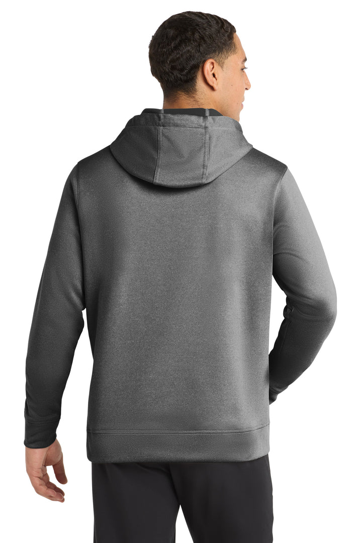 Black Hthr Sport-Tek PosiCharge Sport-Wick Heather Fleece Hooded Pullover. ST264