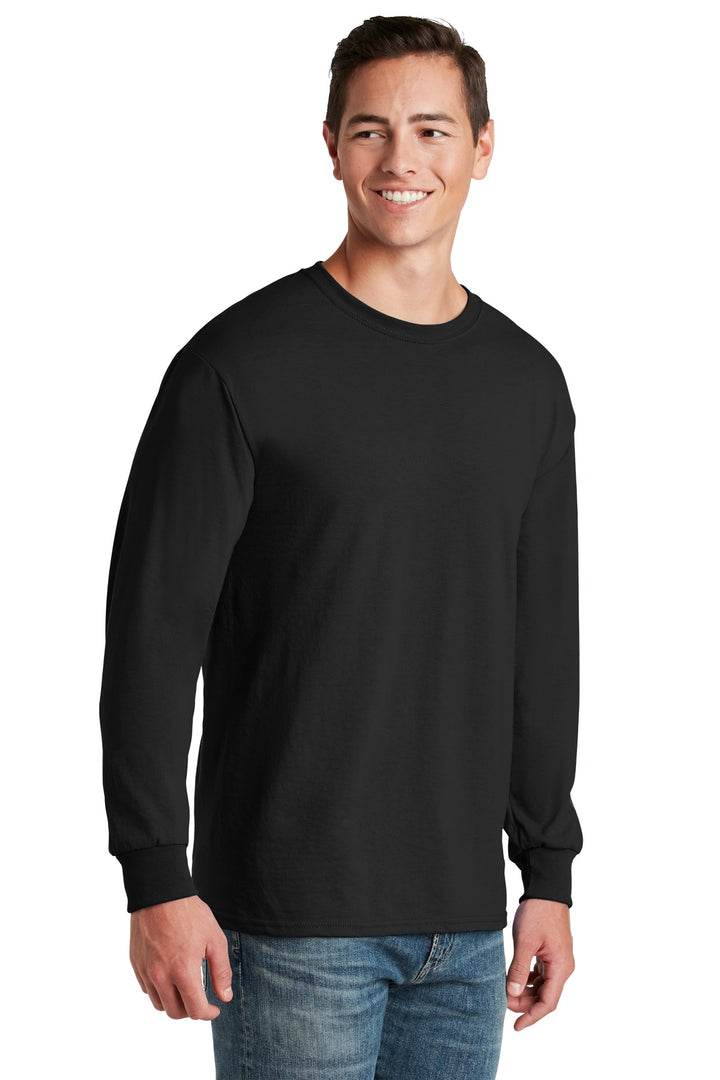Black Jerzees - Dri-Power 50/50 Cotton/Poly Long Sleeve T-Shirt. 29LS