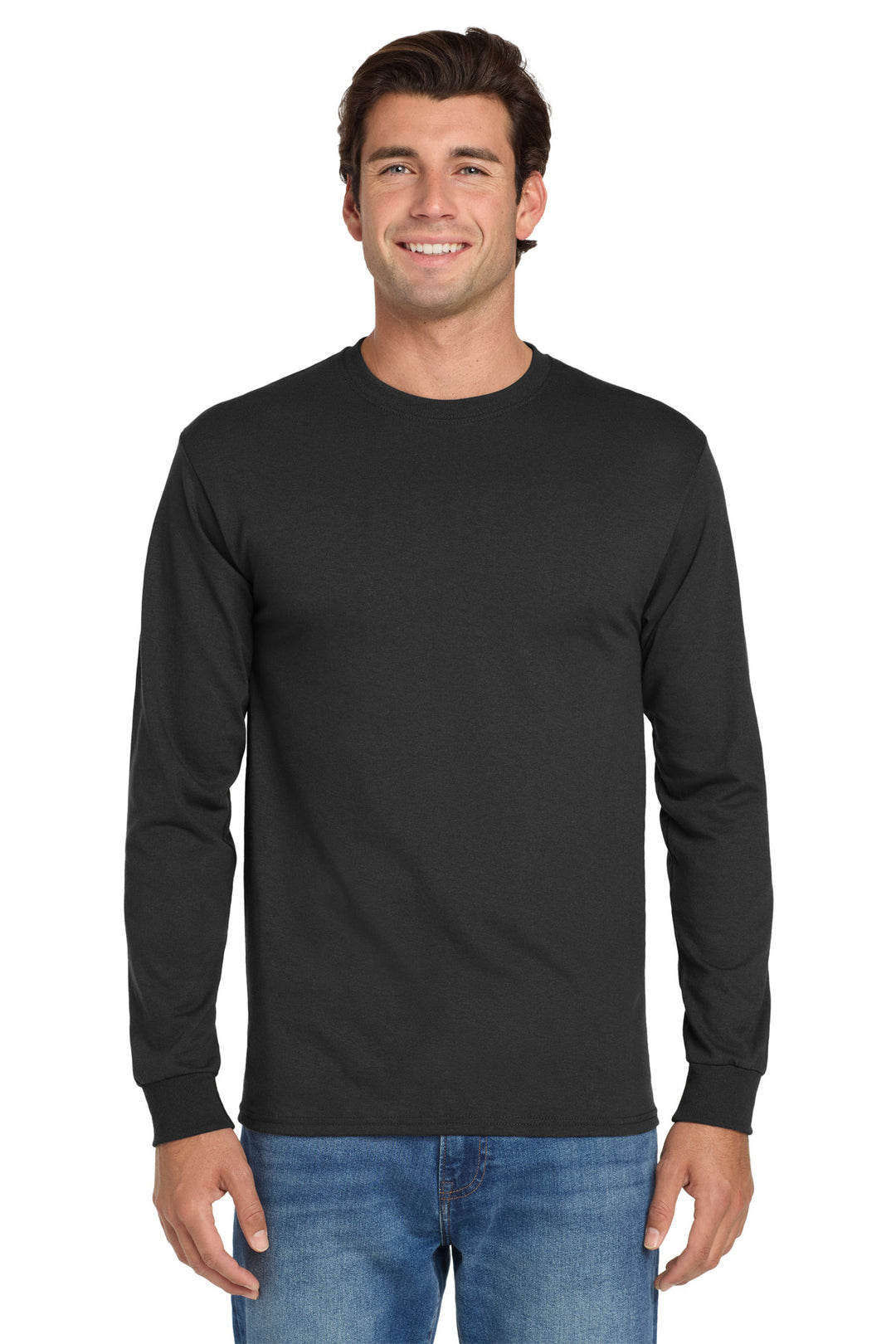 Black Jerzees - Dri-Power 50/50 Cotton/Poly Long Sleeve T-Shirt. 29LS